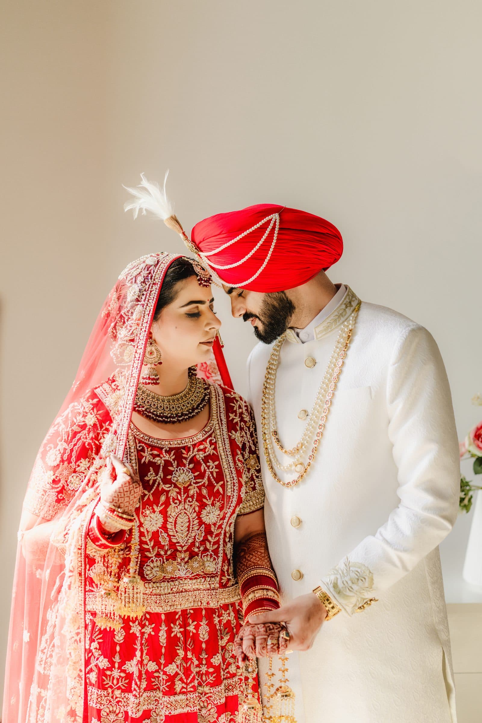 A close bridal couple portrait